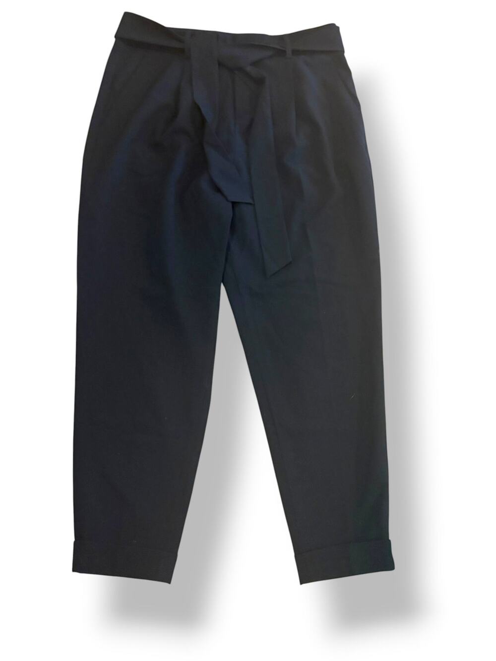 Banana Republic Black Tie Waist Cropped Tapered Pants Size 6 NWT Quiet Luxury
